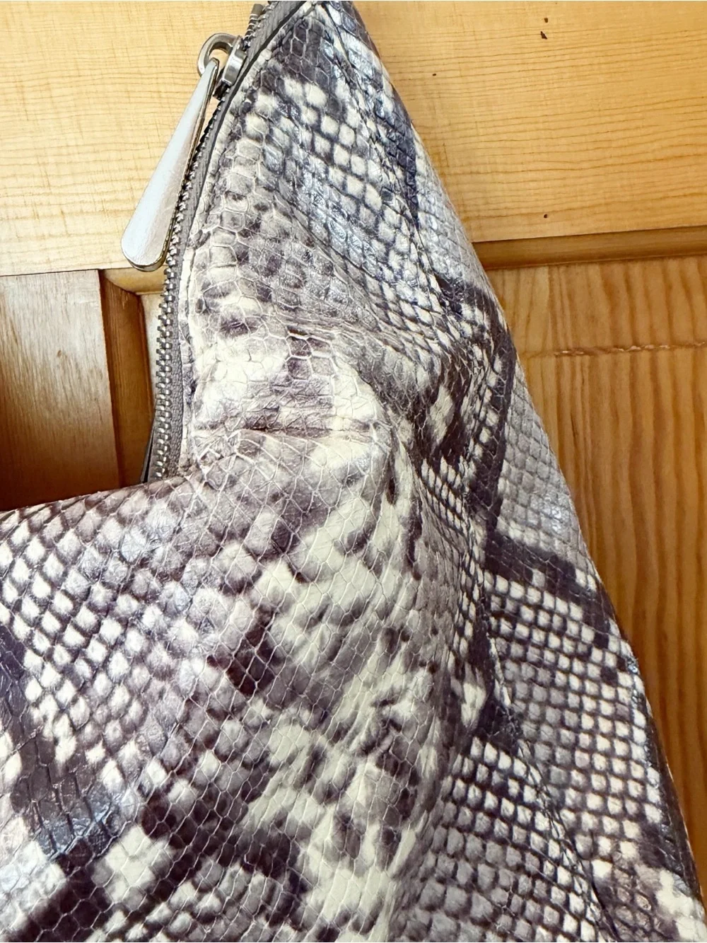 Michael Kors Matilda Snakeskin Embossed Handbag Leather Hobo Tote Statement Chic